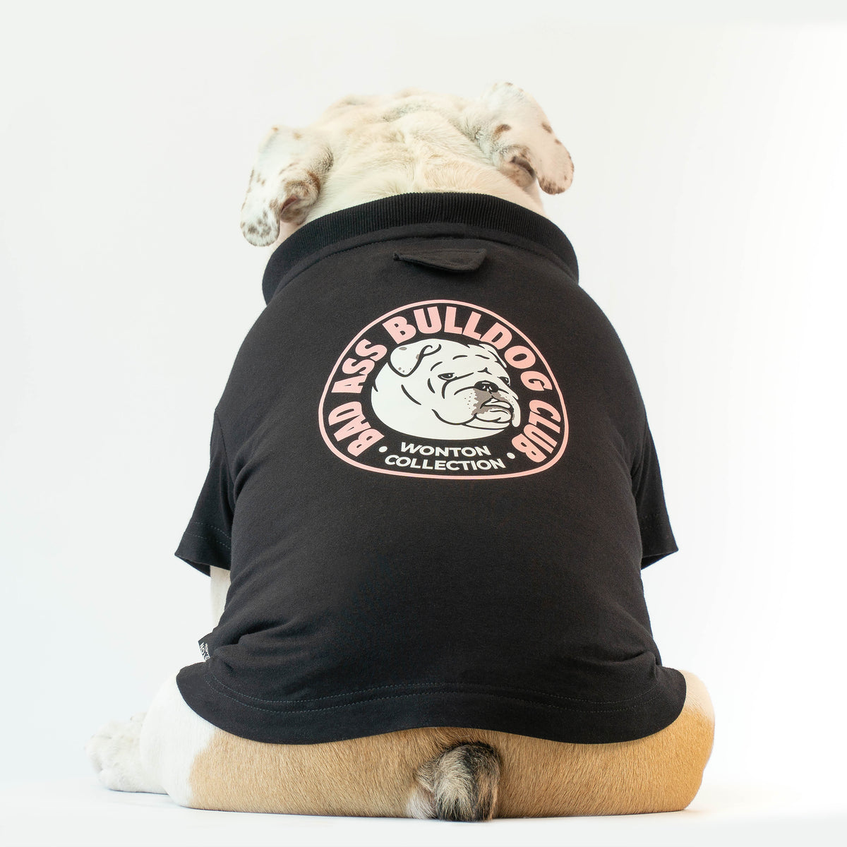 WONTON BAD ASS BULLDOG CLUB t-shirt in black and light pink
