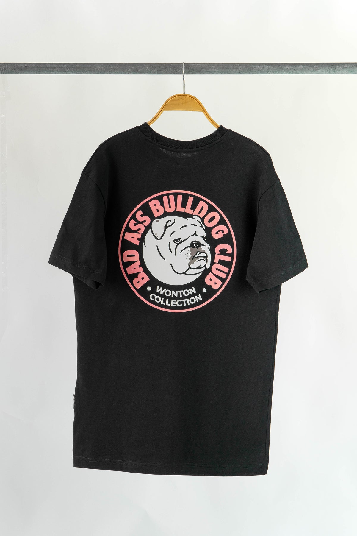 WONTON BAD ASS BULLDOG CLUB human t-shirt in black and pink