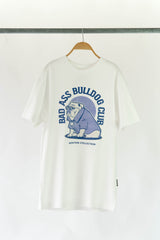 WONTON BAD ASS BULLDOG CLUB human t-shirt in white and blue