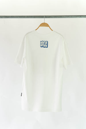 WONTON BAD ASS BULLDOG CLUB human t-shirt in white and blue