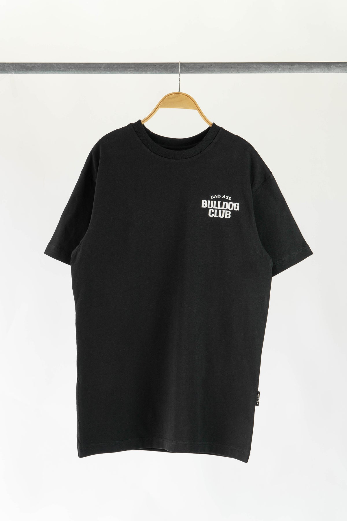 WONTON Bad Ass Bulldog Club human t-shirt in black and white