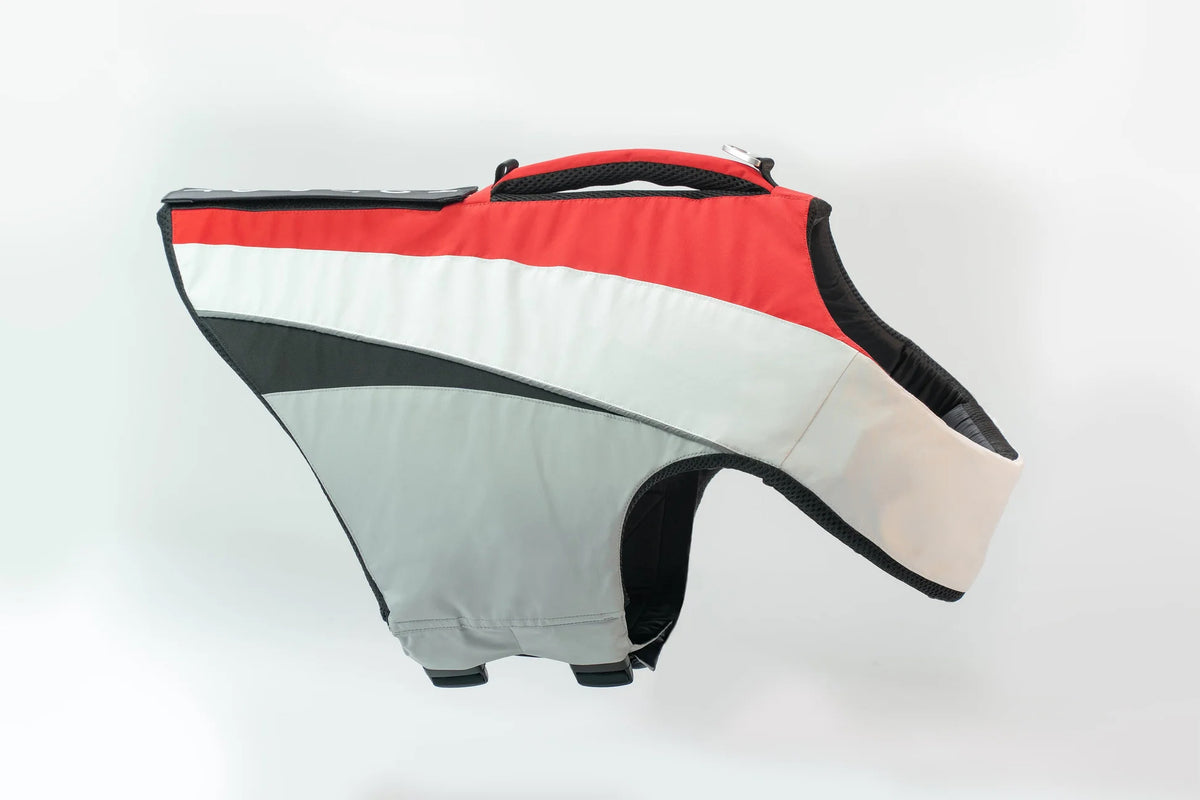 WONTON FLOAT Vest in red, dolphin grey (VERSION 2)