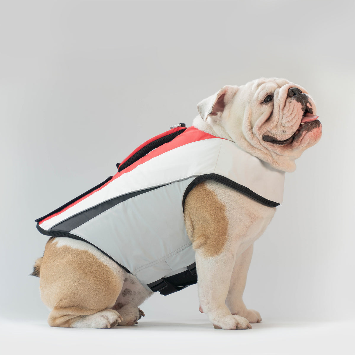 WONTON FLOAT Vest in red, dolphin grey (VERSION 2)