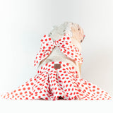 WONTON ONE DRESS with red polka dot print in white - WontonCollection