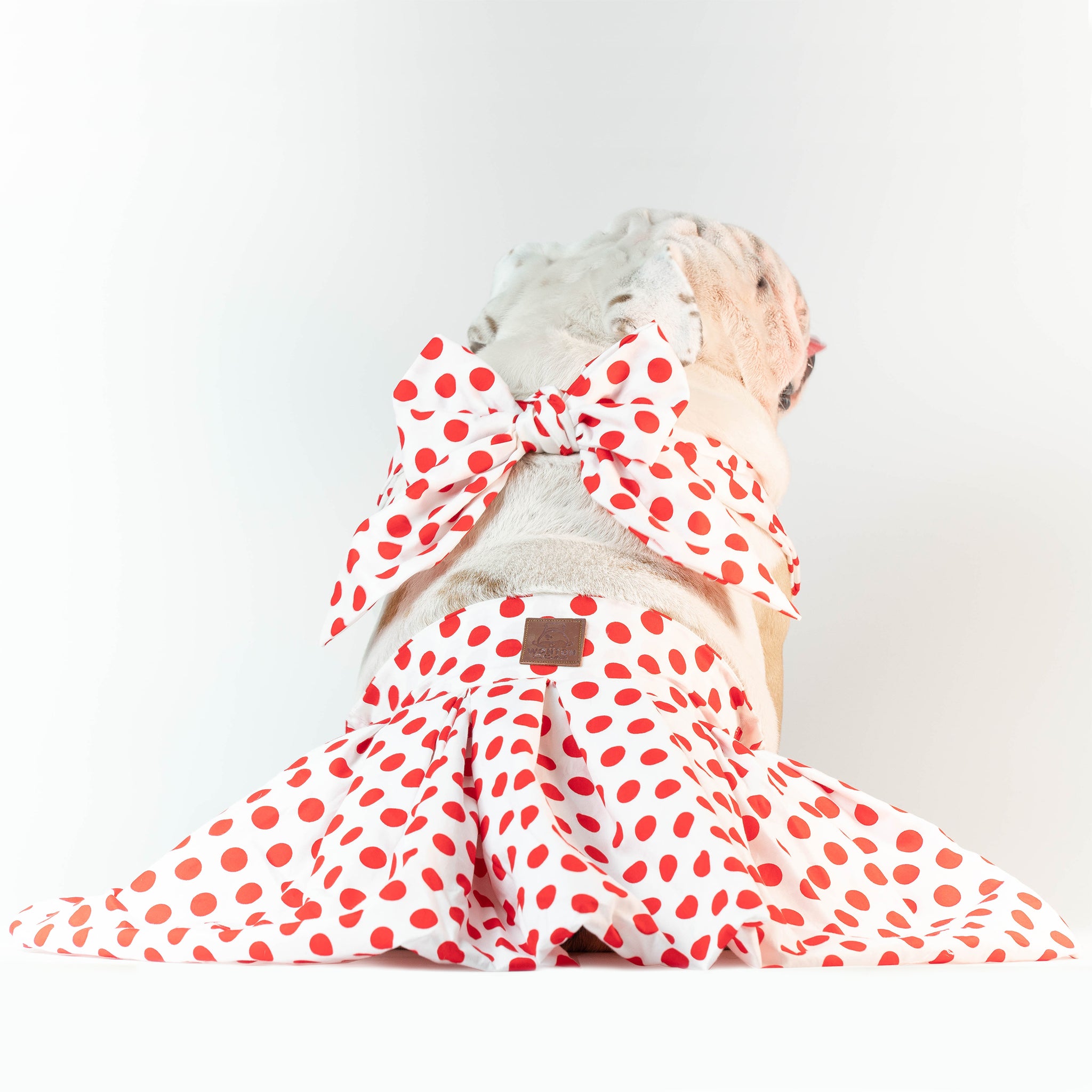 WONTON ONE DRESS with red polka dot print in white - WontonCollection