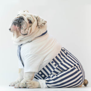WONTON ONE PANTS TWO in navy and white stripe