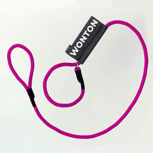 WONTON Slip Leash with name tag in forest rose pink