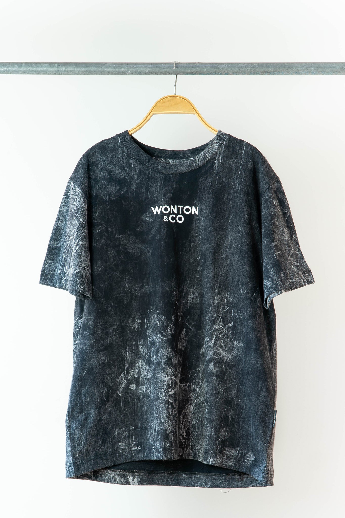 WONTON HUMAN- The Greatest Dog Park T-shirt in tie-dye black
